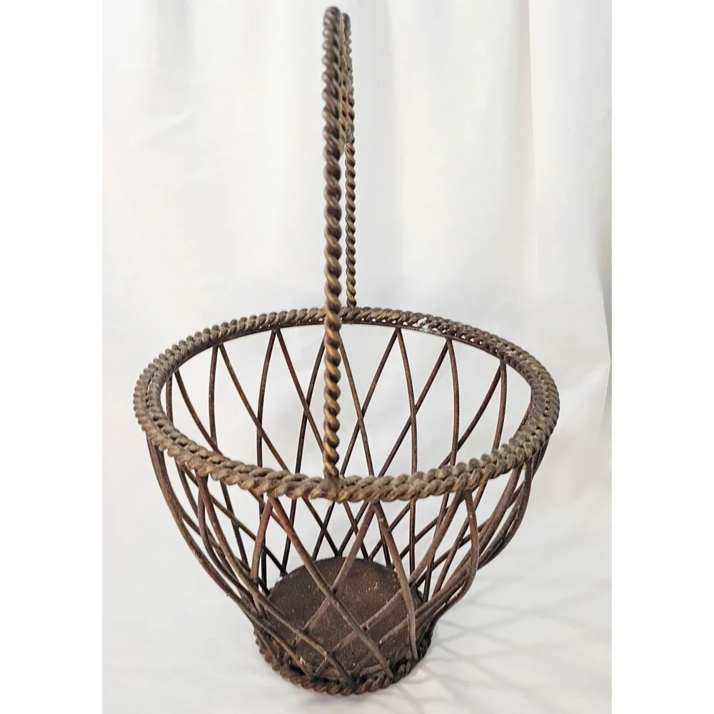 Heavy Braided Metal Basket Brown